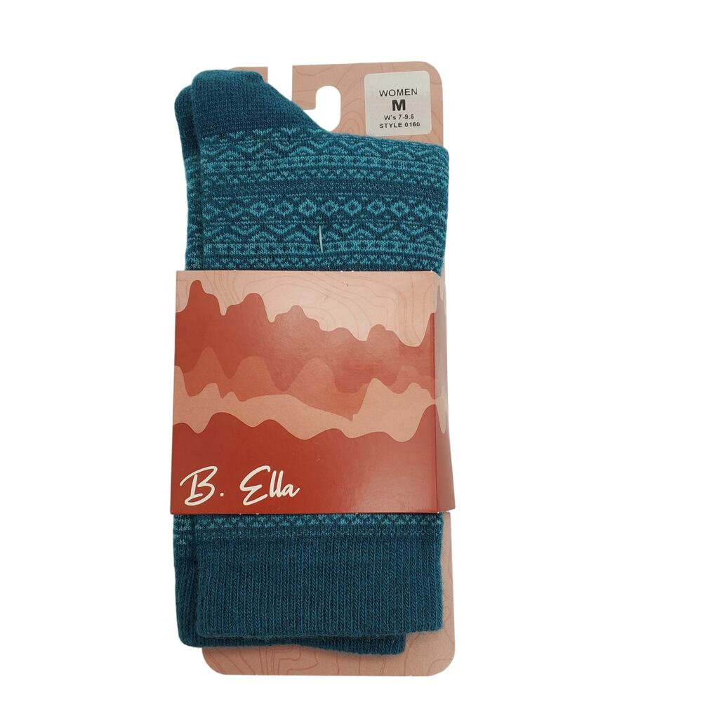 B.Ella 52% Cashmere‎ Wren Crew Socks TEAL Women's 7-9.5 M Cozy Warm Luxury